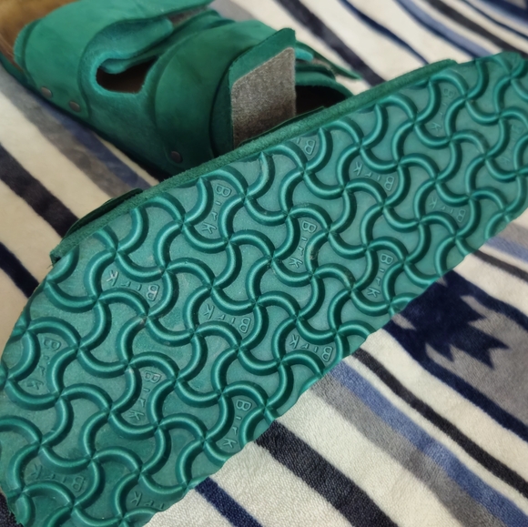 Birkenstock Uji nubuck-suede-leather slide sandals digital green unisex size 41 - Picture 4 of 6